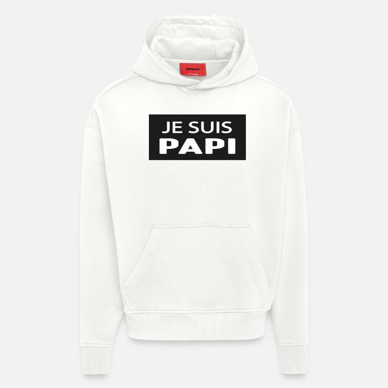 JE SUIS PAPI - Sweat à capuche bio épais oversize fabriqué en UE - OFF WHITE