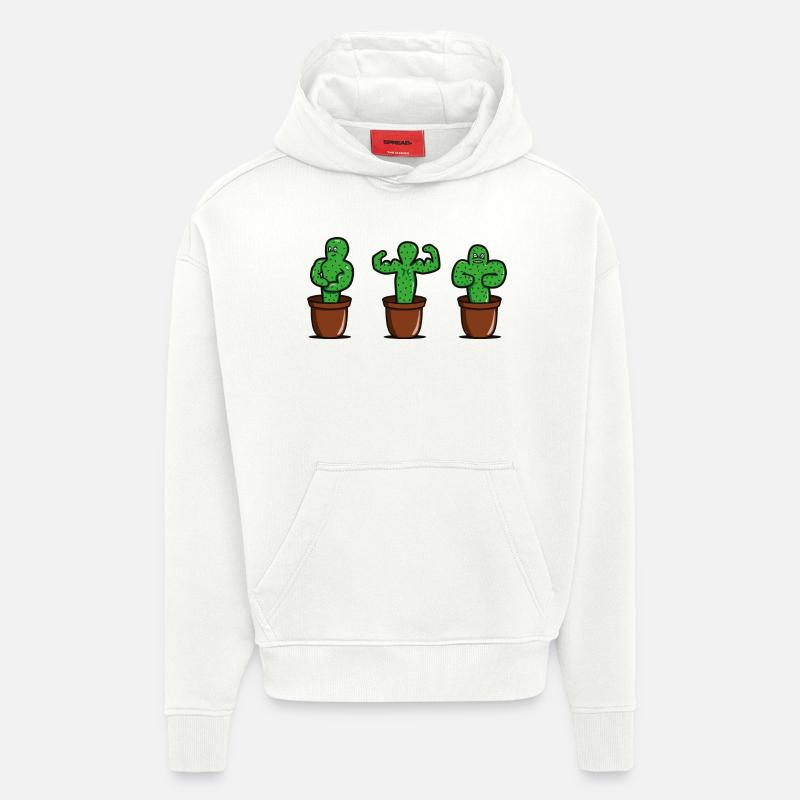 cactus avec des muscles - Sweat à capuche bio épais oversize fabriqué en UE - OFF WHITE
