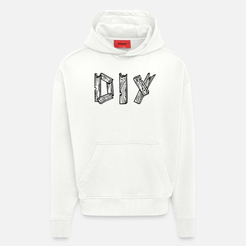 bricolage - faites-le vous-même - Sweat à capuche bio épais oversize fabriqué en UE - OFF WHITE
