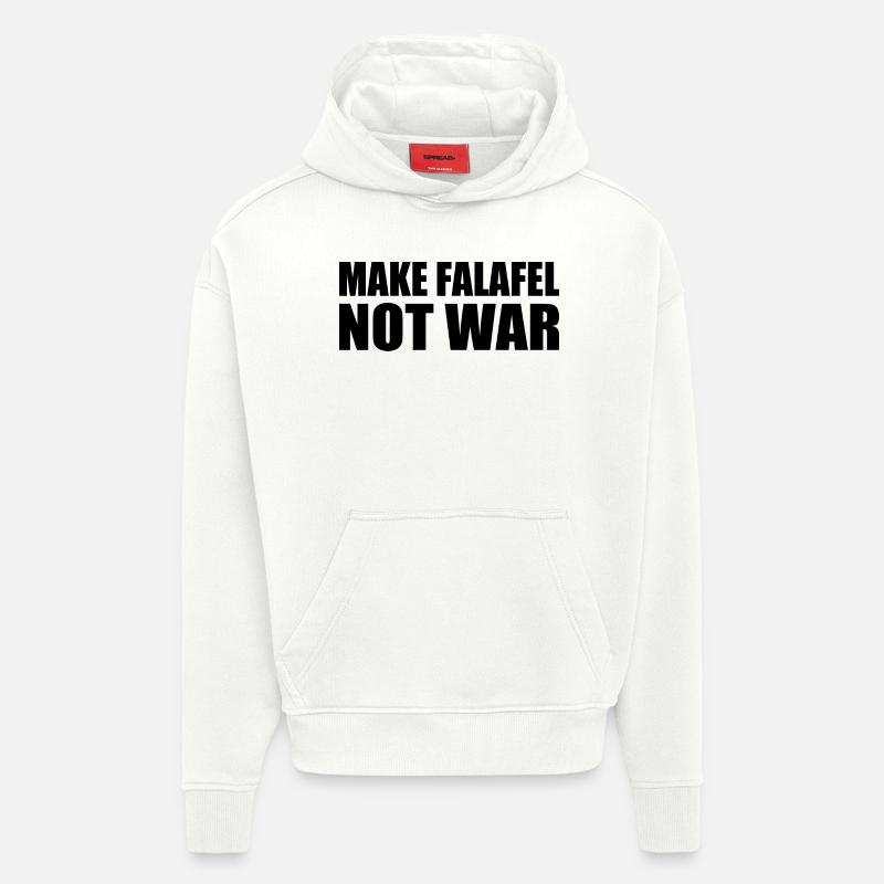 Make falafel not war - Sweat à capuche bio épais oversize fabriqué en UE - OFF WHITE