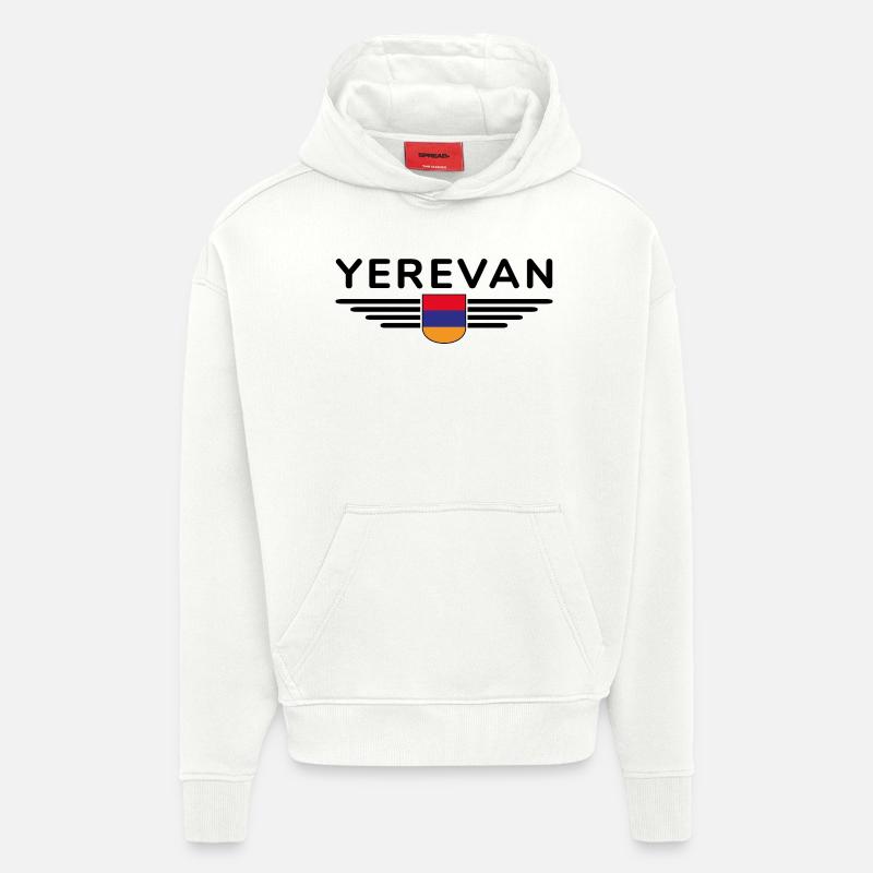 Erevan Design – Vivez l’Arménie - Sweat à capuche bio épais oversize fabriqué en UE - OFF WHITE