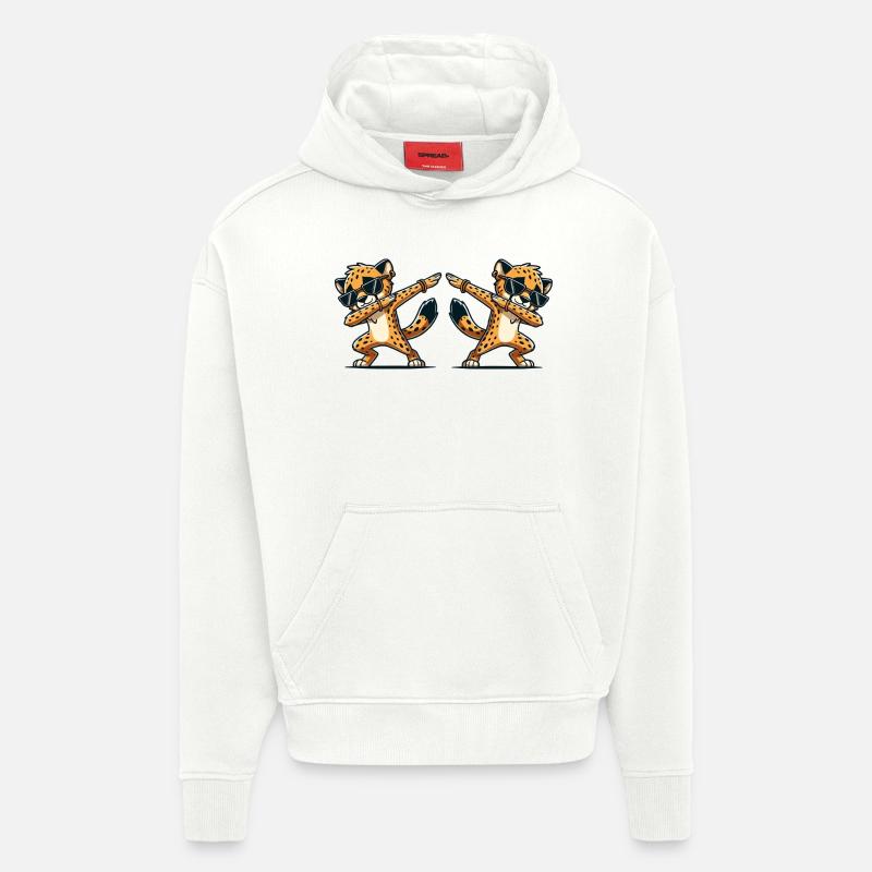 Gepard DAB Bande dessinée 2 - Sweat à capuche bio épais oversize fabriqué en UE - OFF WHITE