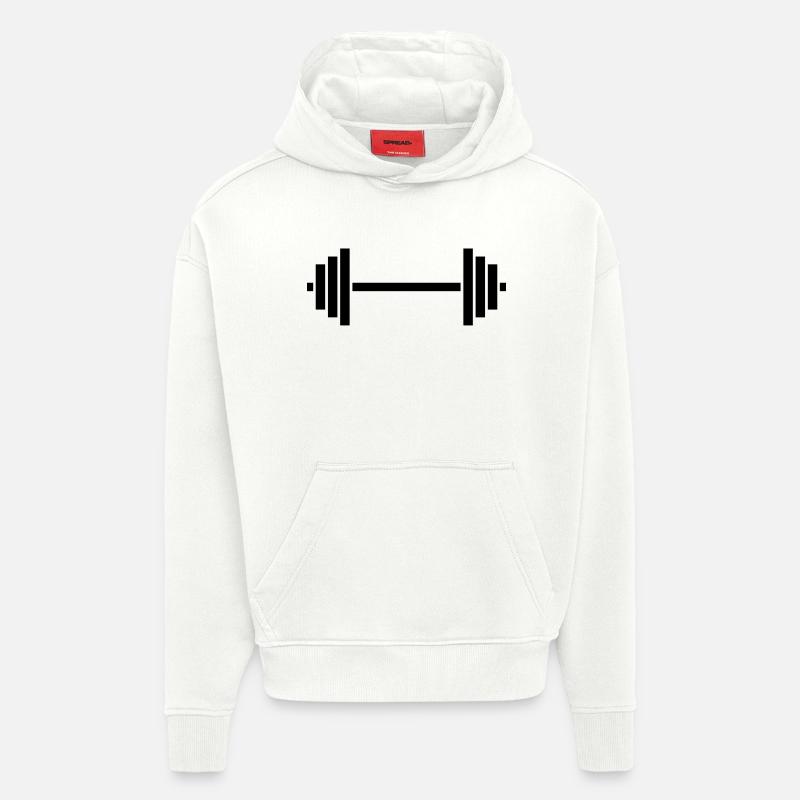 Haltère haltère haltère - Sweat à capuche bio épais oversize fabriqué en UE - OFF WHITE