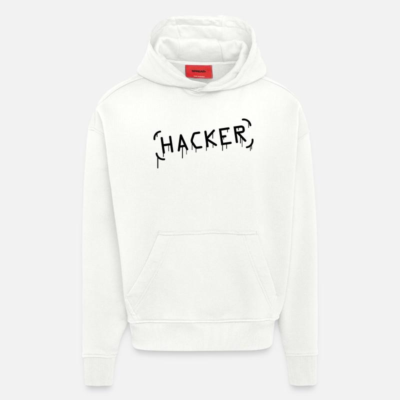 Hacker Graffiti - Sweat à capuche bio épais oversize fabriqué en UE - OFF WHITE