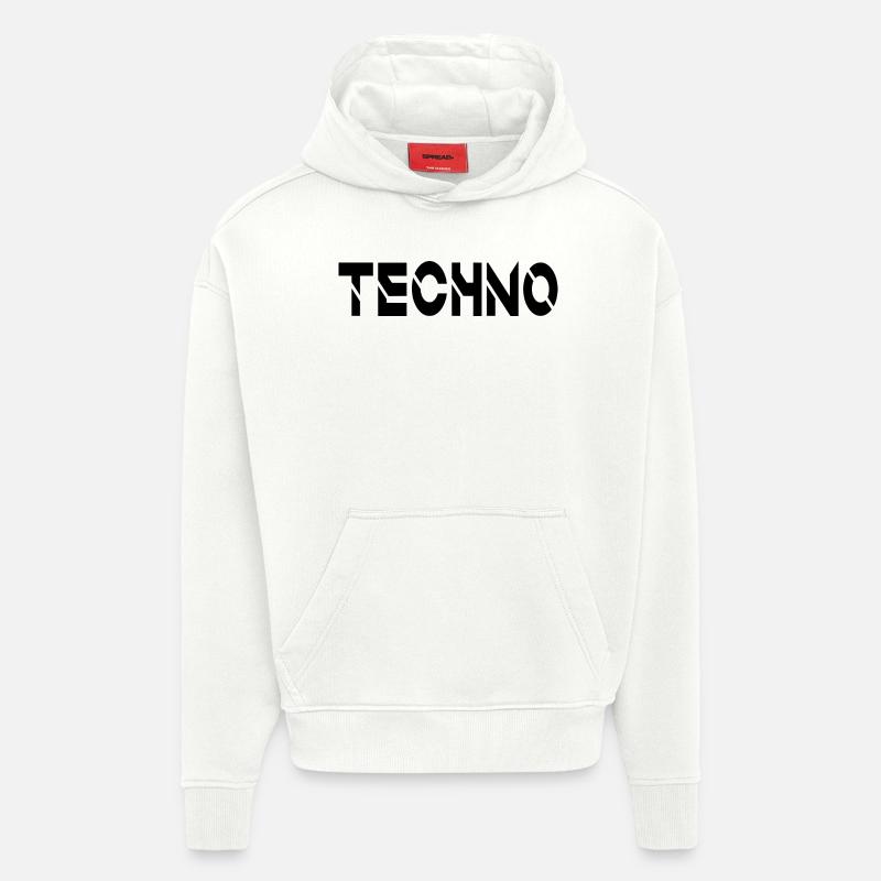 Techno - Sweat à capuche bio épais oversize fabriqué en UE - OFF WHITE