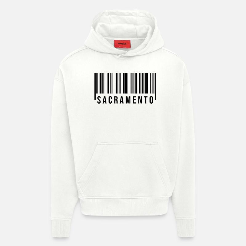 Code-barres de Sacramento - Sweat à capuche bio épais oversize fabriqué en UE - OFF WHITE