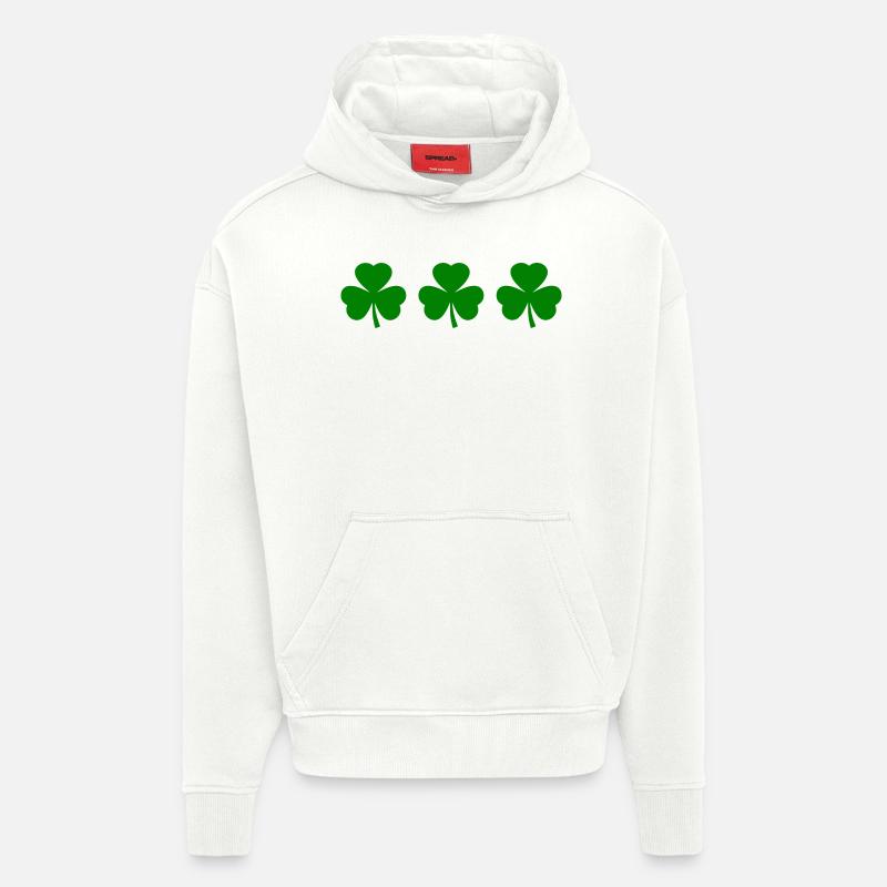 Trèfle d’Irlande Trèfles - Sweat à capuche bio épais oversize fabriqué en UE - OFF WHITE