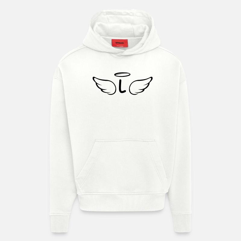 Lettre l ailes d’ange - Sweat à capuche bio épais oversize fabriqué en UE - OFF WHITE