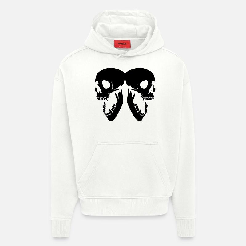 skulls - Sweat à capuche bio épais oversize fabriqué en UE - OFF WHITE