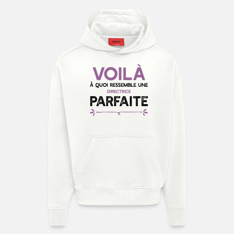 Une Directrice parfaite cadeau - Sweat à capuche bio épais oversize fabriqué en UE - OFF WHITE