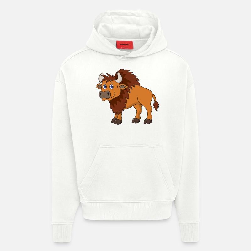 Bison de buffle - Sweat à capuche bio épais oversize fabriqué en UE - OFF WHITE