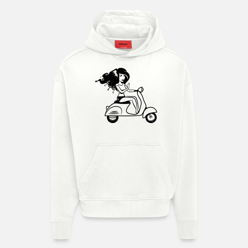motorroller mädchen sexy - Hoodie- made by SPREAD  - OFF WHITE