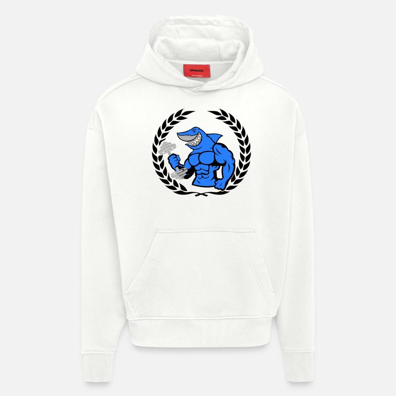 Haltère de musculation requin requin - Sweat à capuche bio épais oversize fabriqué en UE - OFF WHITE
