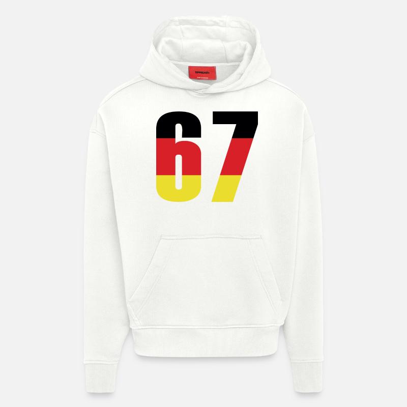 Maillot 67 Numéro Allemagne - Sweat à capuche bio épais oversize fabriqué en UE - OFF WHITE