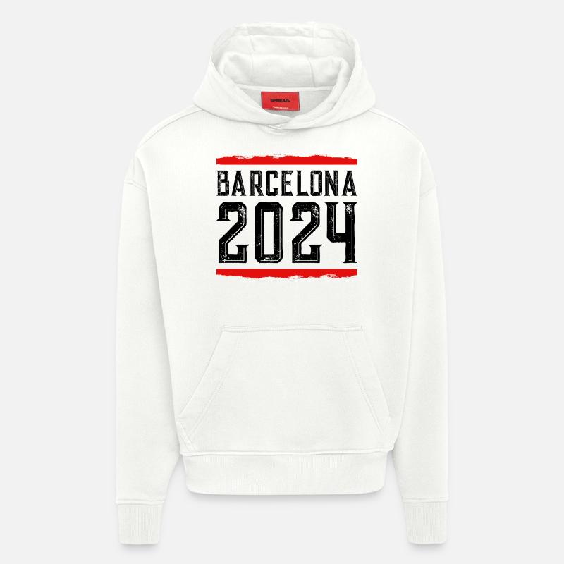 Barcelone 2024 - Sweat à capuche bio épais oversize fabriqué en UE - OFF WHITE