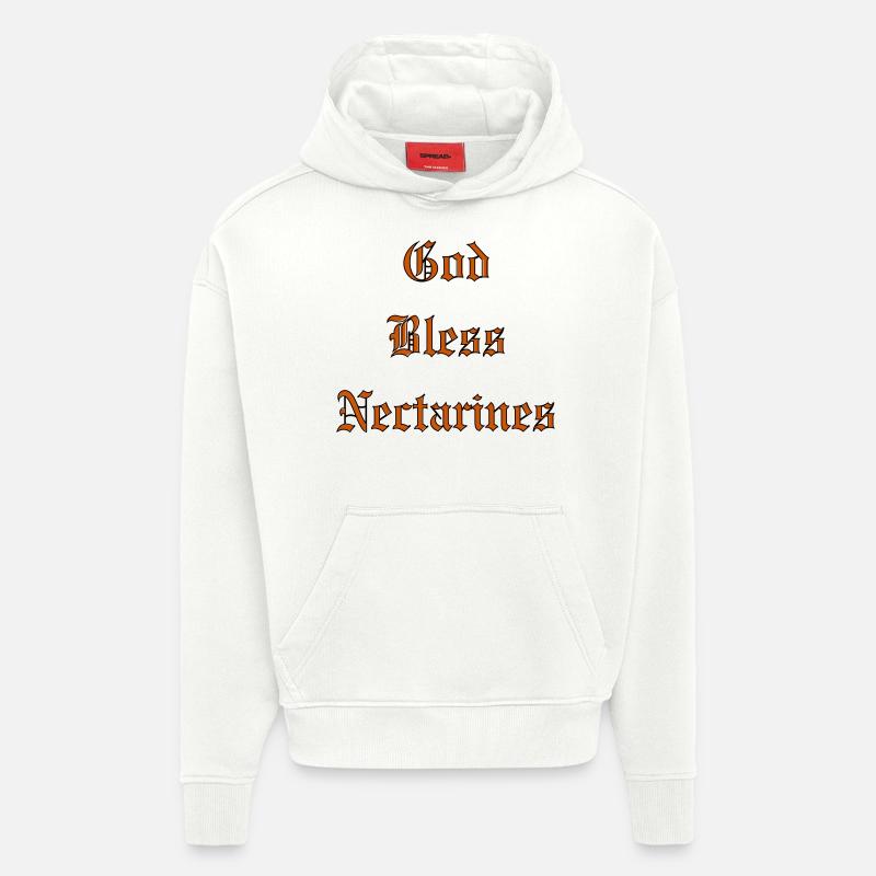 Que Dieu bénisse les nectarines - Sweat à capuche bio épais oversize fabriqué en UE - OFF WHITE