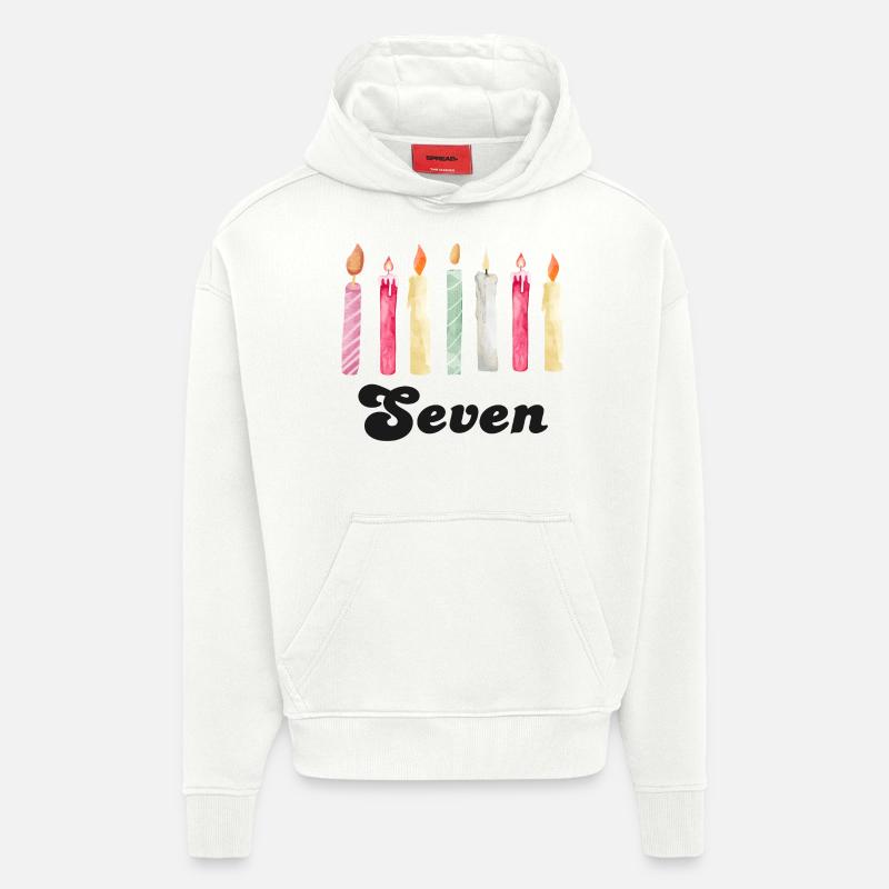 7e anniversaire bougie - Sweat à capuche bio épais oversize fabriqué en UE - OFF WHITE