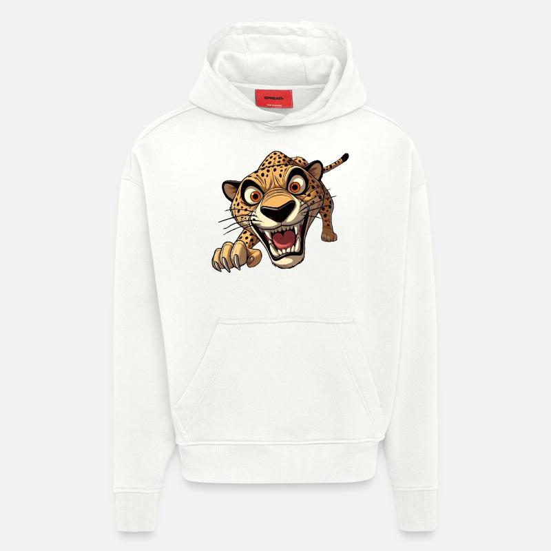 Attaques de guépards - Sweat à capuche bio épais oversize fabriqué en UE - OFF WHITE