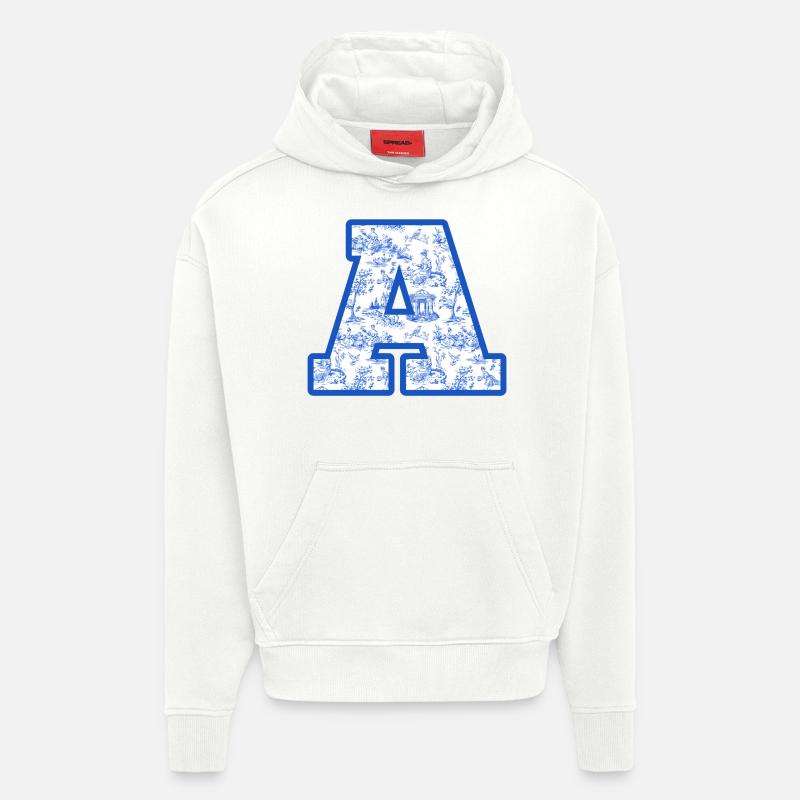 Buchstabe A blaue Chinoiserie - Hoodie- made by SPREAD  - OFF WHITE