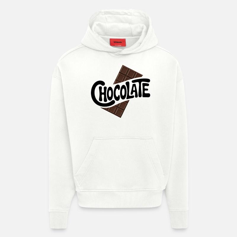 Chocolat - Cool Sweets Logo - Sweat à capuche bio épais oversize fabriqué en UE - OFF WHITE