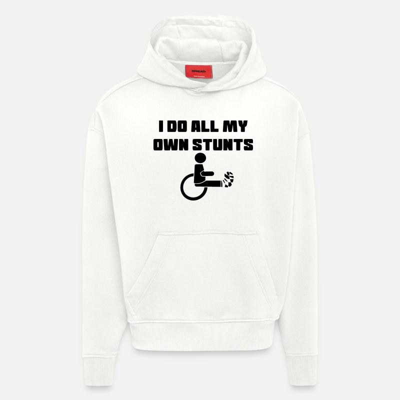 Rollstuhlfahrer mit Bein in Gips # - Hoodie- made by SPREAD  - OFF WHITE
