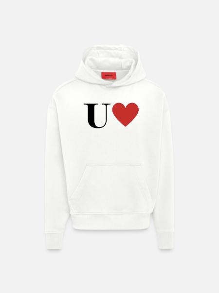 Letter u red heart - Hoodie- made by SPREAD  - OFF WHITE