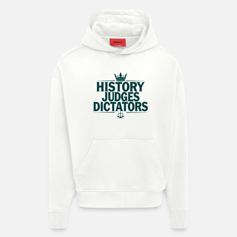 Histoire Juges, dictateurs, justice Déclaration - Sweat à capuche bio épais oversize fabriqué en UE - OFF WHITE