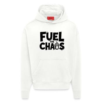 Alimentez le chaos Coffee Dicton pour les rebelles - Sweat à capuche bio épais oversize fabriqué en UE - OFF WHITE - Devant