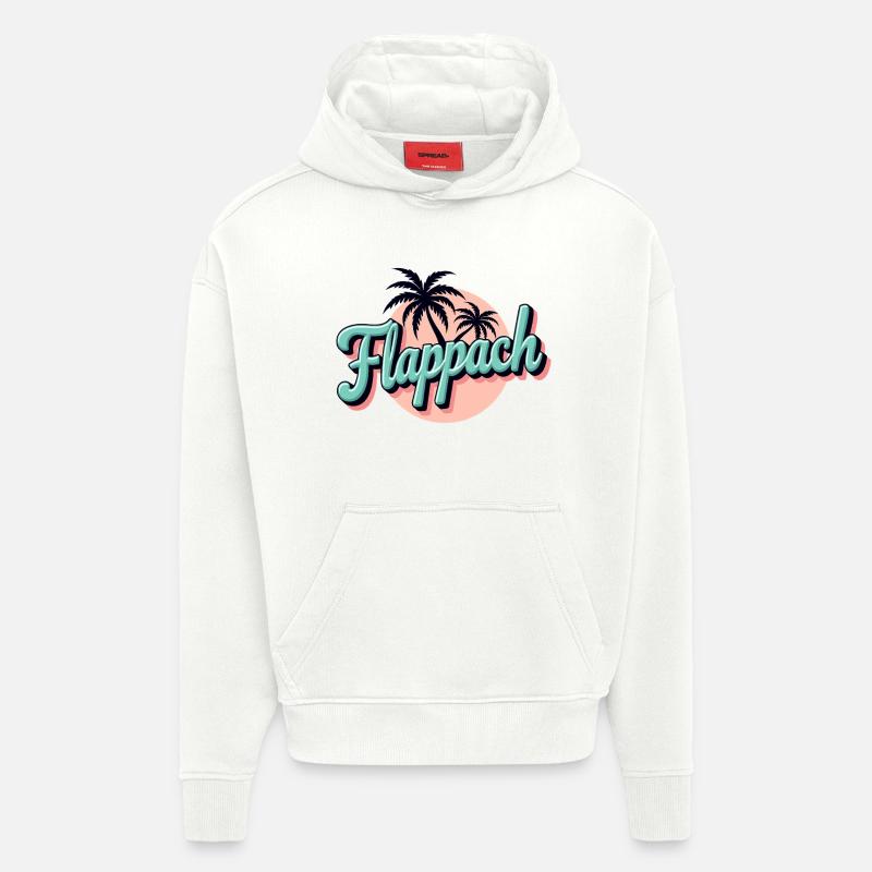 Flappach Palmiers Été Rétro - Sweat à capuche bio épais oversize fabriqué en UE - OFF WHITE