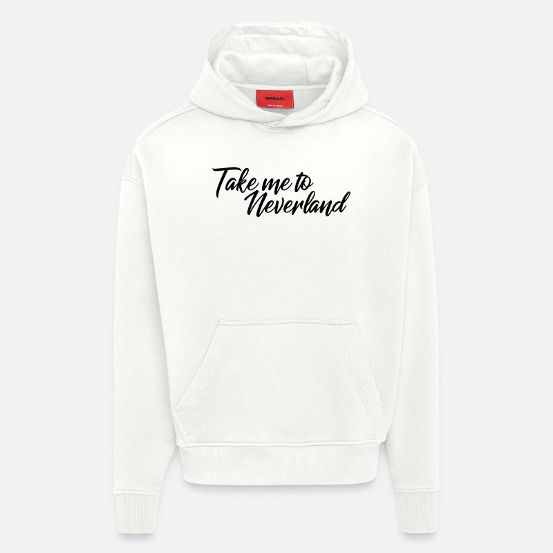 Emmenez-moi à Neverland - Sweat à capuche bio épais oversize fabriqué en UE - OFF WHITE