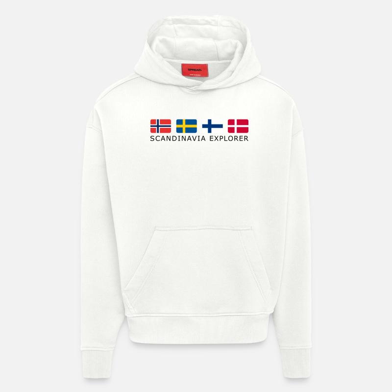 SCANDINAVIA EXPLORER black-lettered - Sweat à capuche bio épais oversize fabriqué en UE - OFF WHITE