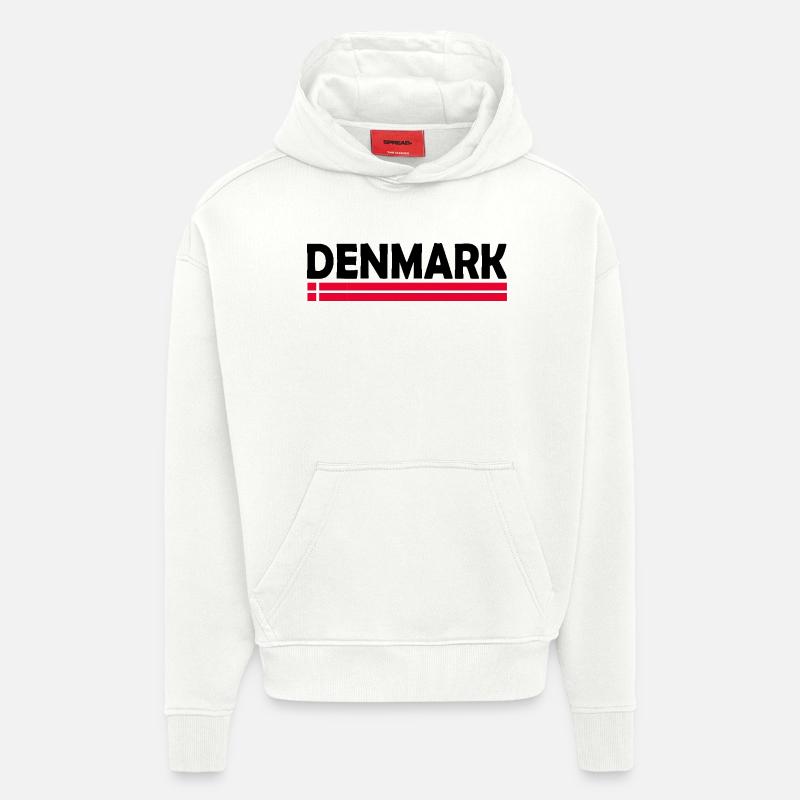 Drapeau du Danemark - Sweat à capuche bio épais oversize fabriqué en UE - OFF WHITE