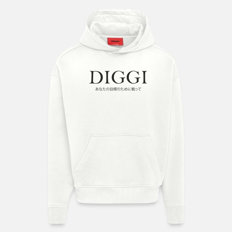 Diggi - Lutter pour vos objectifs - Sweat à capuche bio épais oversize fabriqué en UE - OFF WHITE