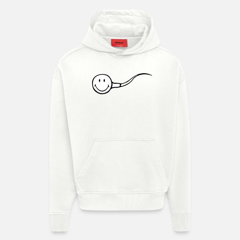 Smiley Sperm - Sweat à capuche bio épais oversize fabriqué en UE - OFF WHITE