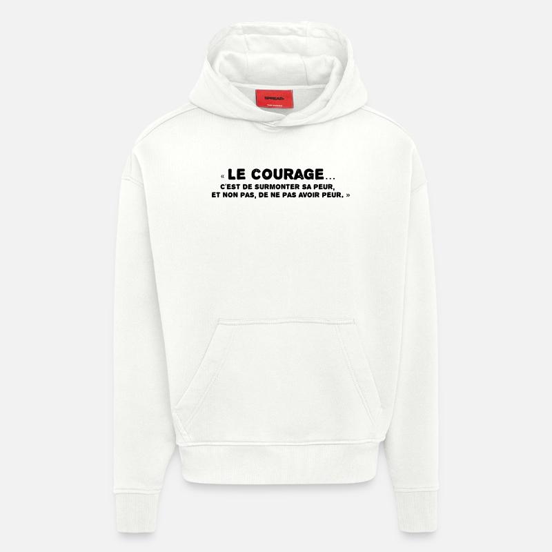 Le courage - Sweat à capuche bio épais oversize fabriqué en UE - OFF WHITE