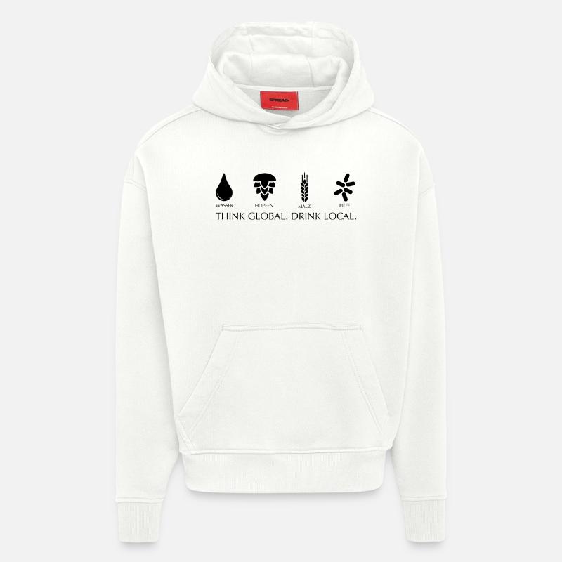 Think global drink local - Hoodie- made by SPREAD - OFF WHITE