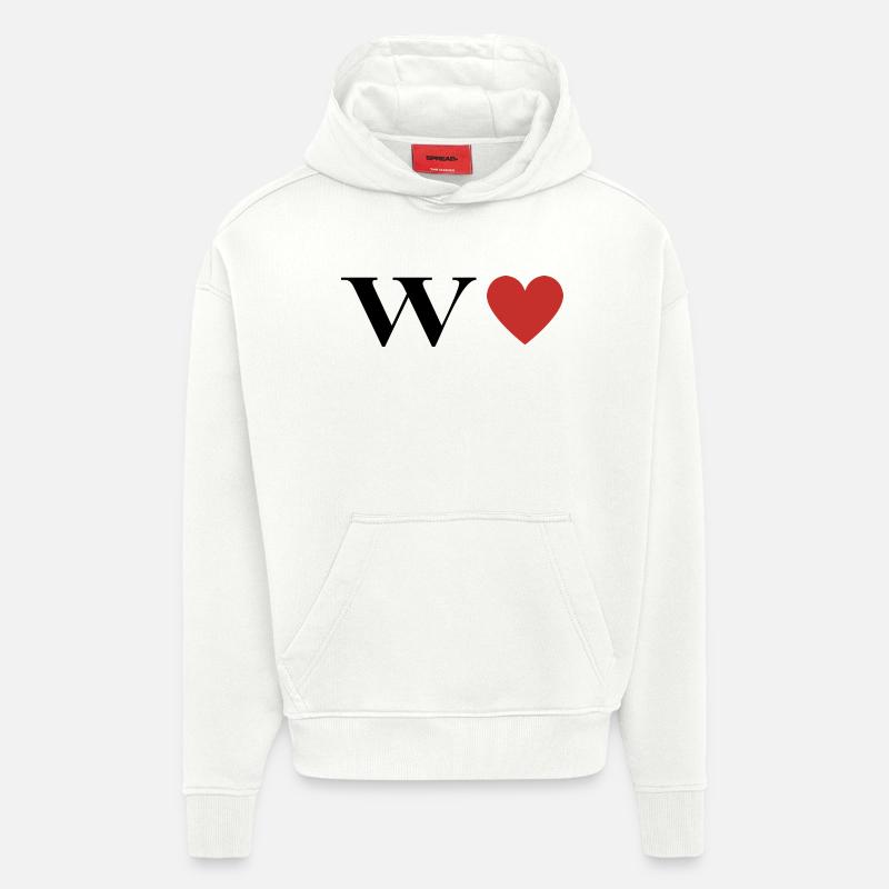 Buchstabe w Rotes Herz - Hoodie- made by SPREAD  - OFF WHITE