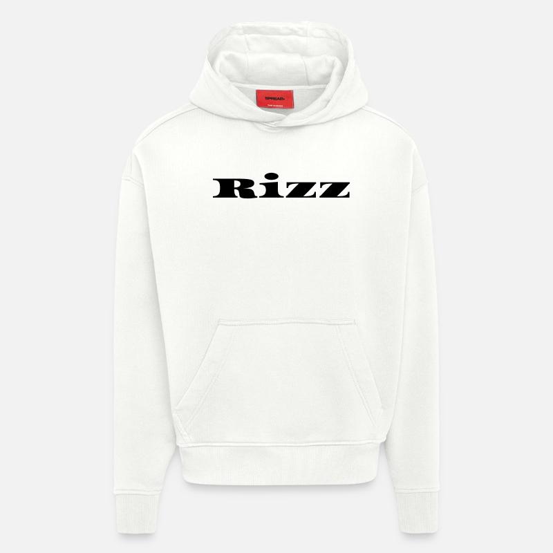 Design moderne Rizz Black - Sweat à capuche bio épais oversize fabriqué en UE - OFF WHITE