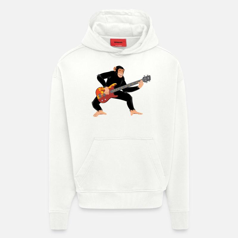 Affe mit E-Bass - Hoodie- made by SPREAD  - OFF WHITE