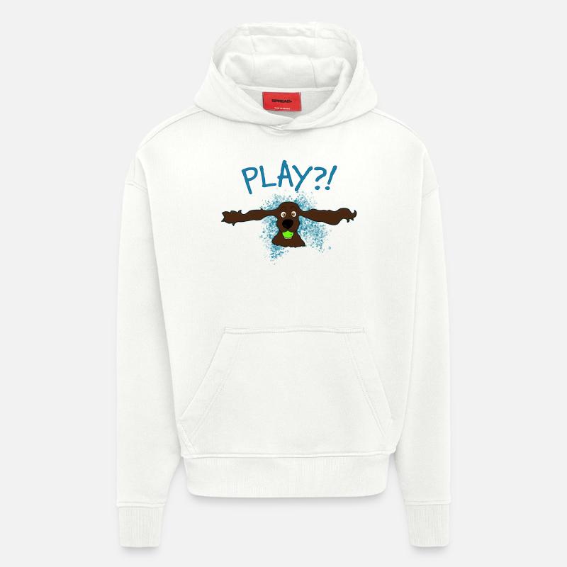 Cocker Spaniel Jouer?! - Sweat à capuche bio épais oversize fabriqué en UE - OFF WHITE