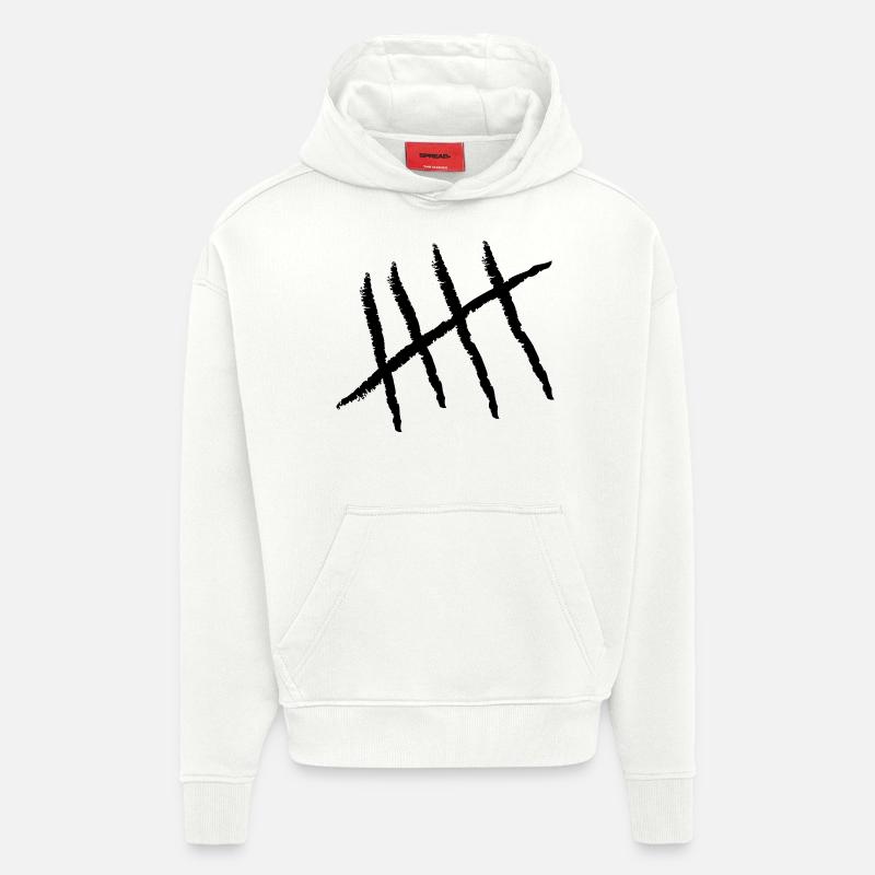 Hashmark Five - Sweat à capuche bio épais oversize fabriqué en UE - OFF WHITE