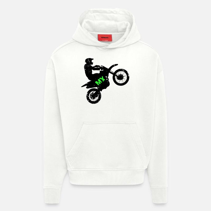 MX Moto Cross - Sweat à capuche bio épais oversize fabriqué en UE - OFF WHITE