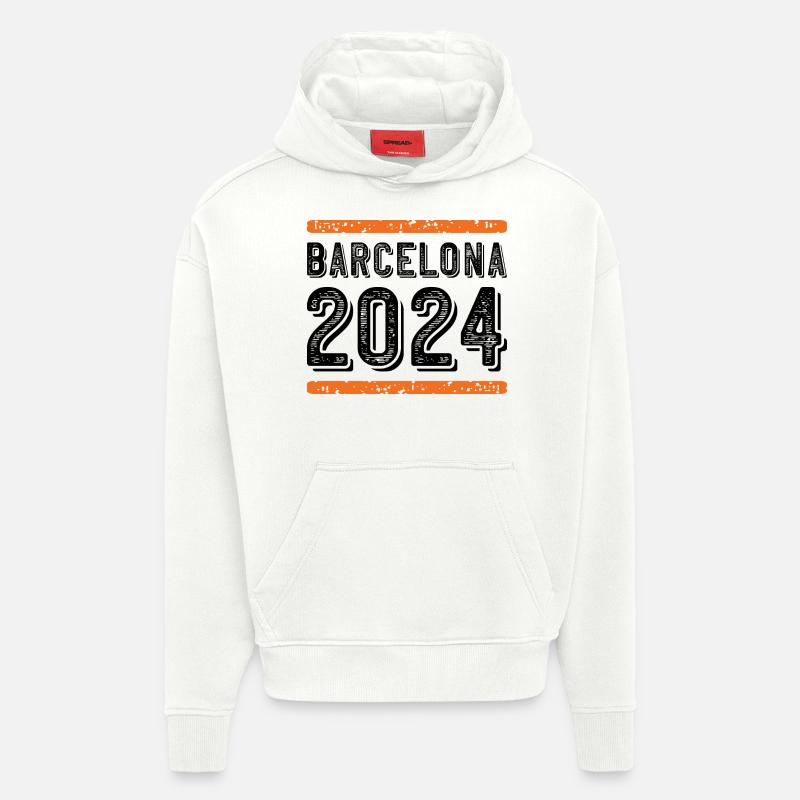 Barcelone Millésime 2024 - Sweat à capuche bio épais oversize fabriqué en UE - OFF WHITE