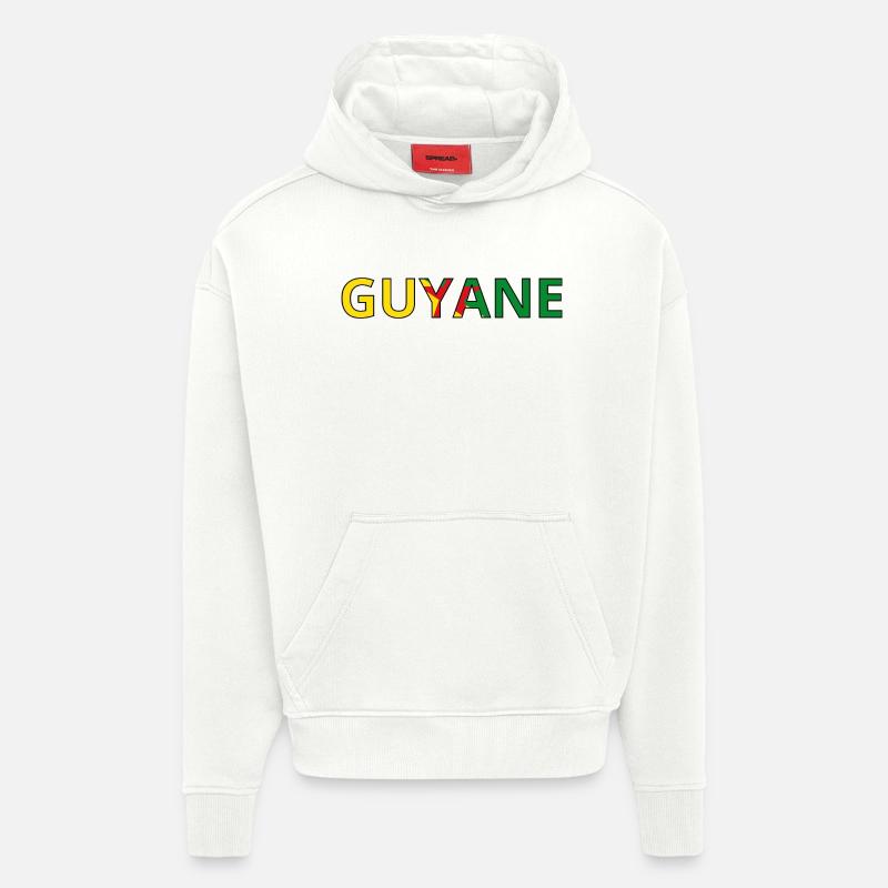 Drapeau Guyane - Sweat à capuche bio épais oversize fabriqué en UE - OFF WHITE