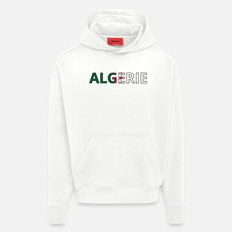 Drapeau Algérie - Sweat à capuche bio épais oversize fabriqué en UE - OFF WHITE