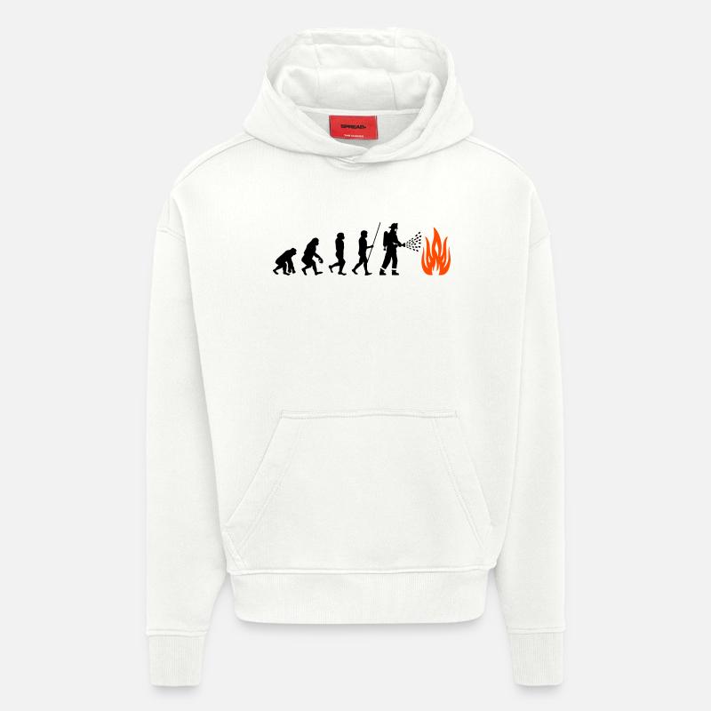 Évolution des pompiers - Sweat à capuche bio épais oversize fabriqué en UE - OFF WHITE