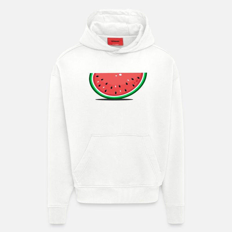 Tranche de design de pastèque - Sweat à capuche bio épais oversize fabriqué en UE - OFF WHITE