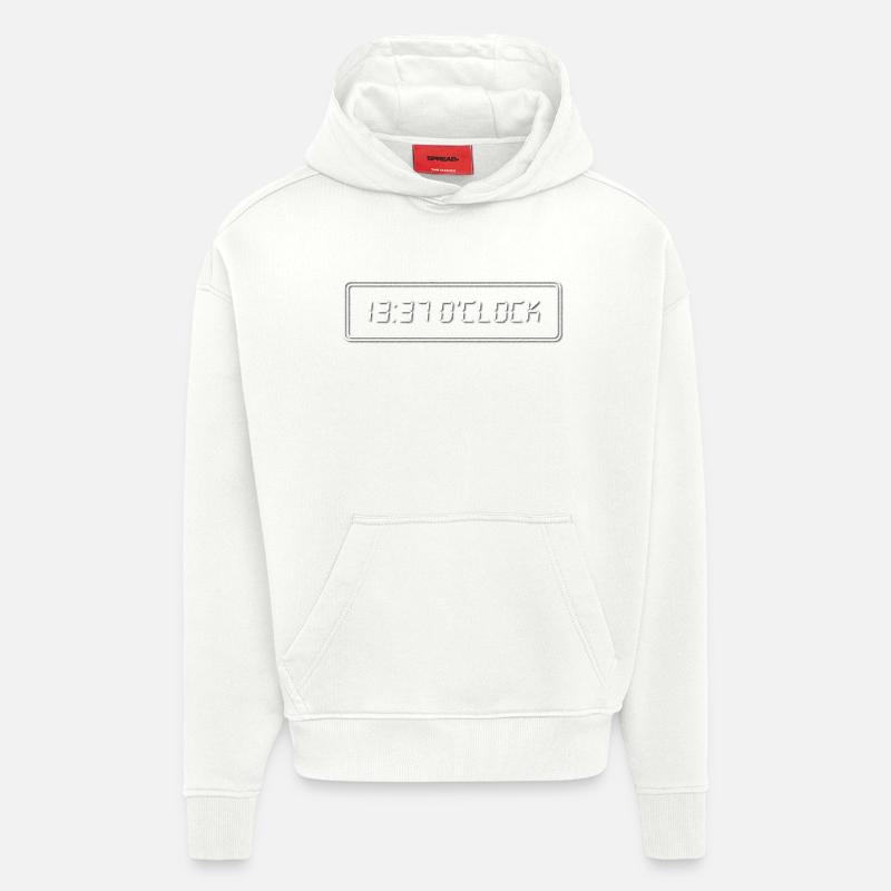 1337 O Clock Blanc - Sweat à capuche bio épais oversize fabriqué en UE - OFF WHITE