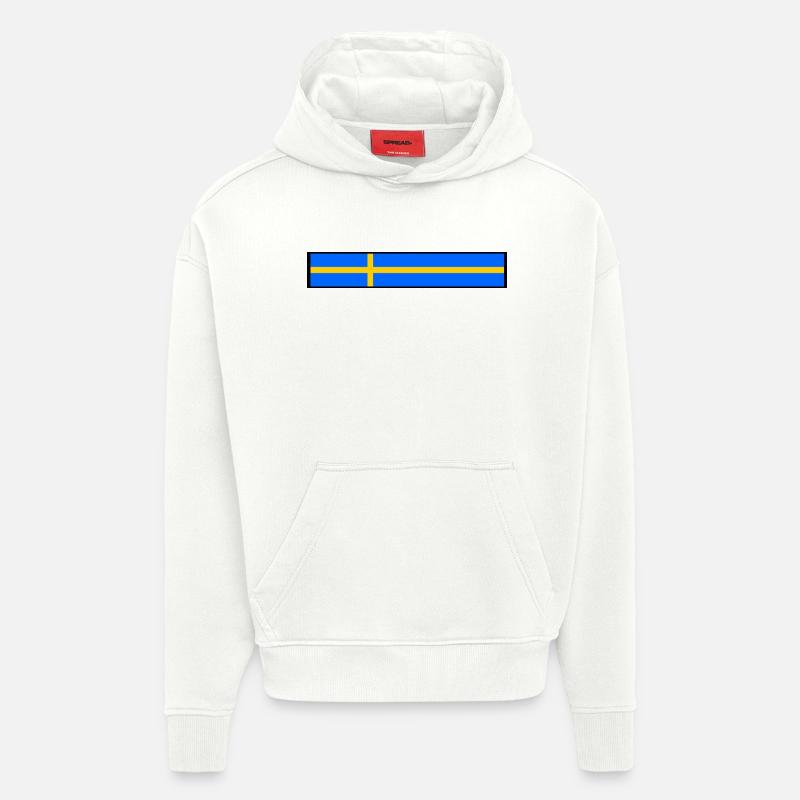 Drapeau suède - Sweat à capuche bio épais oversize fabriqué en UE - OFF WHITE