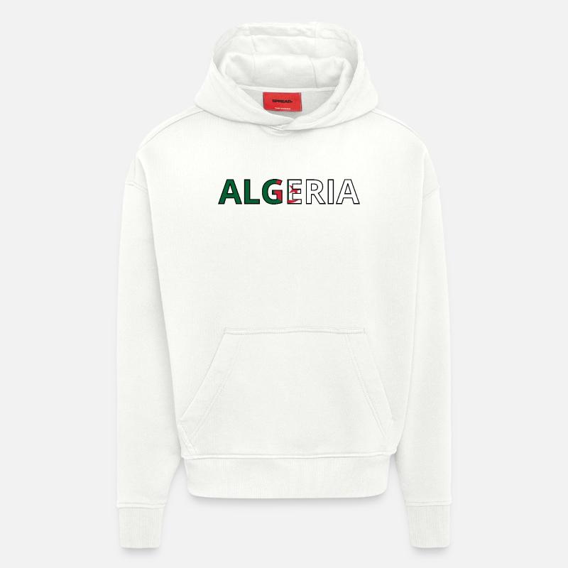 Drapeau Algeria - Sweat à capuche bio épais oversize fabriqué en UE - OFF WHITE